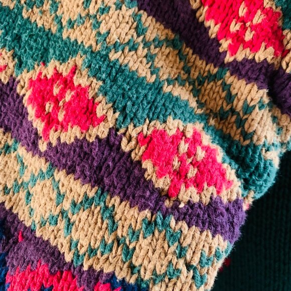 Tommy Hilfiger Mens Vintage 90s Paisley Geometric Floral Chunky Knit Sweater - Picture 7 of 14